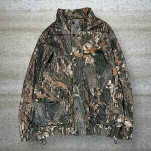 Vintage 90s Mossy Oak Jacket Mens L Hunting Camo Polyester Full Zip Woodland